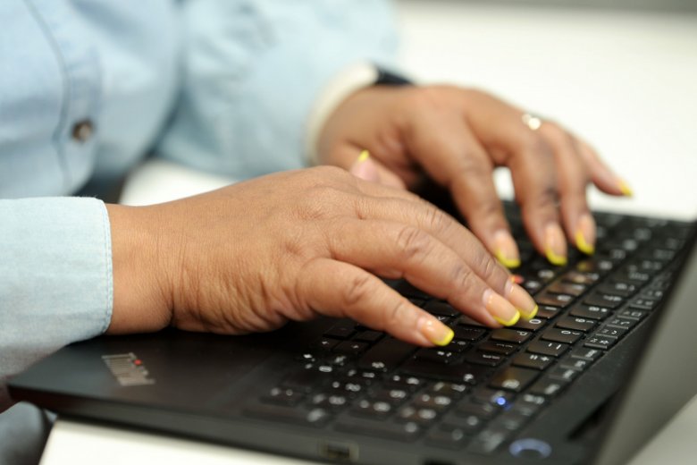 Typing at computer