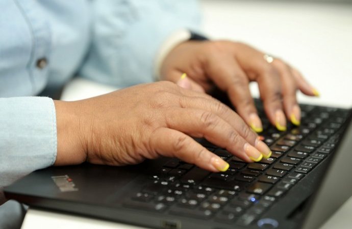 Typing at computer